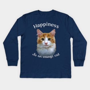 Happiness is an Orange Cat - cute ginger kitten, retro design Kids Long Sleeve T-Shirt